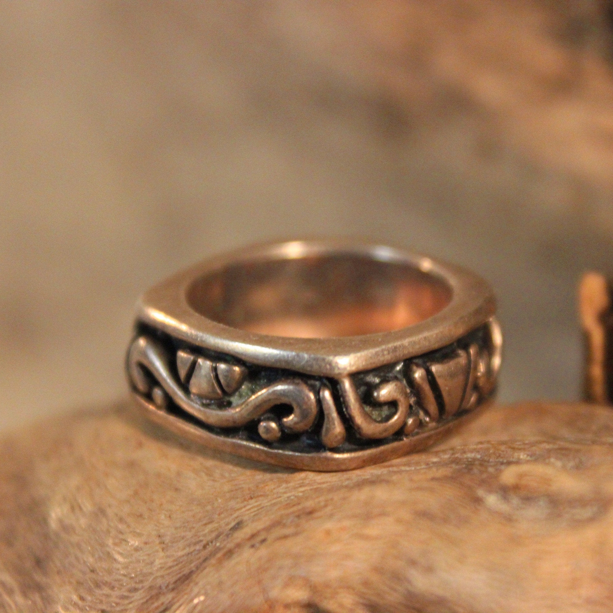 Large Mens Ring Mexico Sterling Silver Mens Ring Silver 13.1 Grams Size