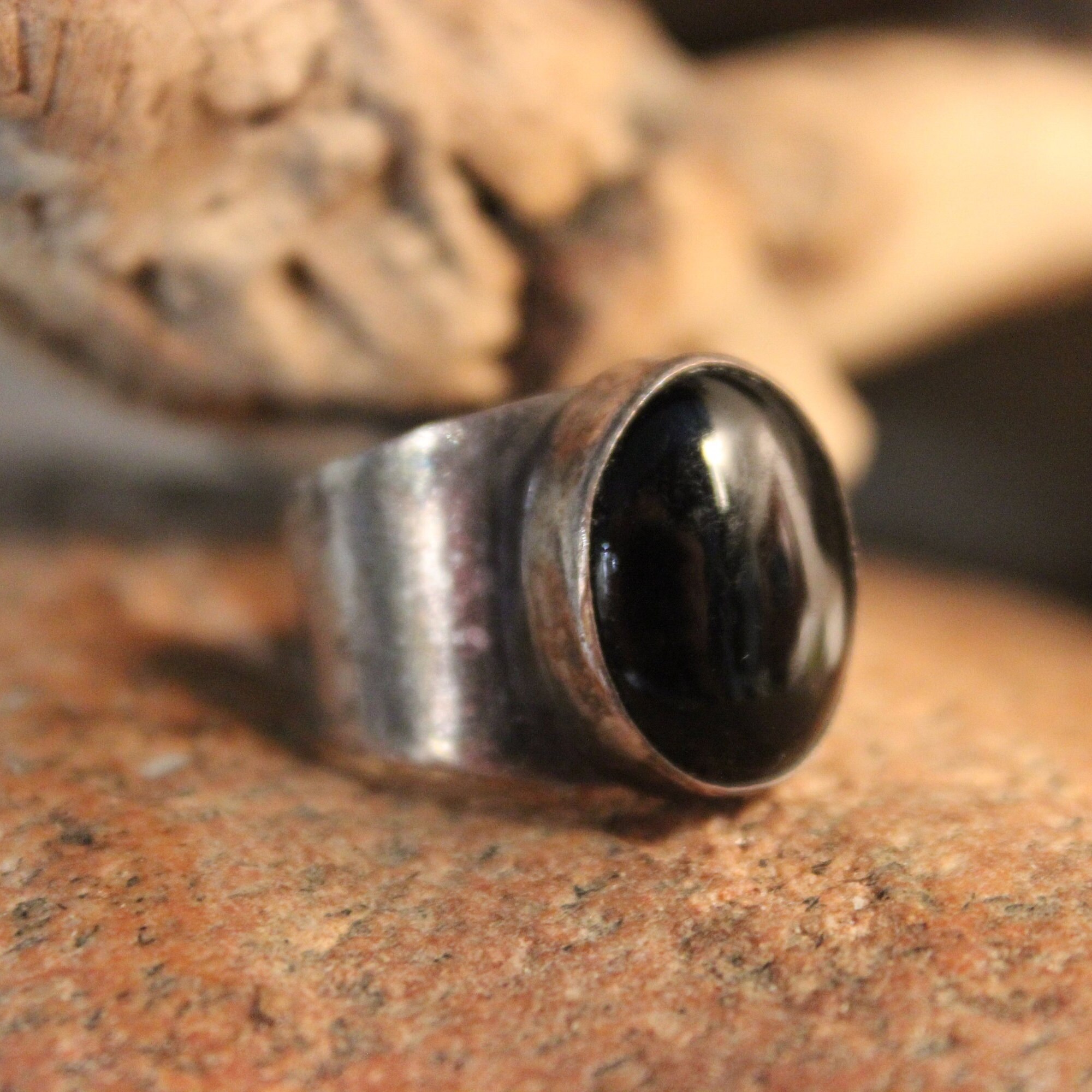 Vintage Sterling Silver Black Onyx Ring Mexico 6 7 Grams Size 7 5 Large Vintage Ring Womens Mens Rings Vintage Silver Ring Silver Onyx Ring