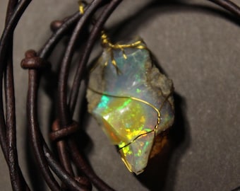Large Natural Ethiopian Welo Fire Opal 11Ct Welo Ethiopia Large Fire Opal Gemstone Pendant Necklace Large Natural Raw Opal Pendant Opal