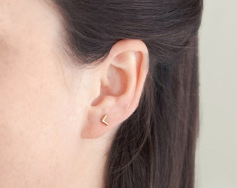 Single V Shaped Stud Earring