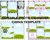 Editable Photo Calendar Template - Modern Scrapbook Style (8.5x11) (Digital Download)
