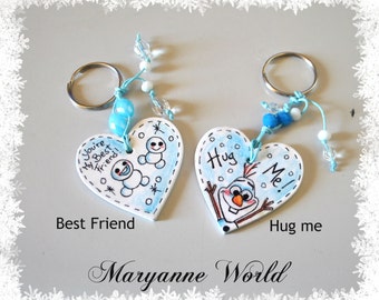 Bevroren sleutelhanger - Olaf - - Disney Frozen - Elsa Frozen Fever - sneeuwpop - Disney - Walt Disney - Hand geschilderd - Disney sleutelhanger