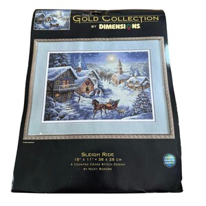 Dimensions Gold Collection Sleigh Ride 8689 Cross Stitch Kit 15x11 Christmas