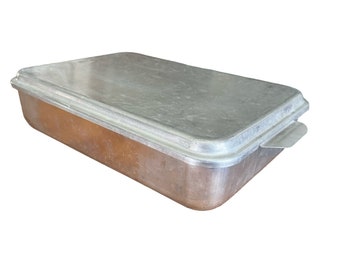 Vintage 9 x 13 x 2 Mirro alluminio torta teglia con coperchio a scatto casseruola lasagne pan Grannys Kitchen