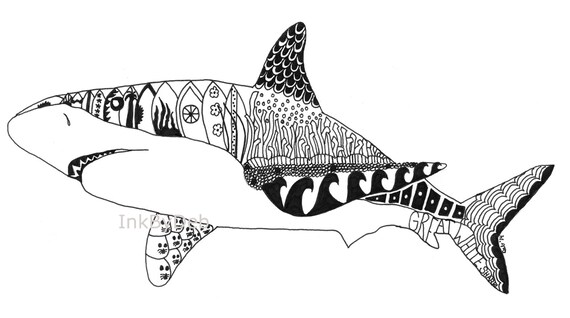 Grand Requin Blanc D Encre Dessin Estampe De 9 X 12 Etsy Grand Requin Blanc D Encre Dessin Estampe De 9 X 12 Etsy