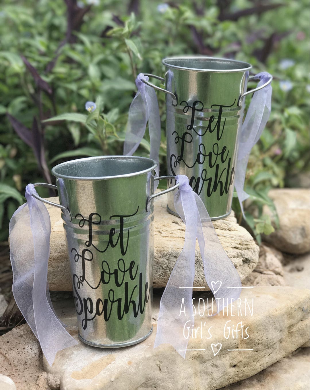 Let Love Sparkle Sparklers Galvanized Buckets Set of 2 Etsy