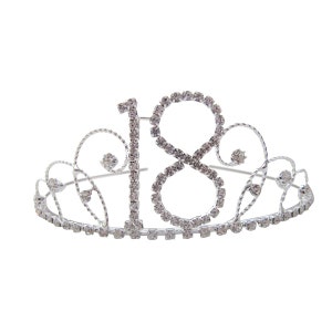 18th Birthday Diamante Crystal Tiara Silver Plated Finish image 1