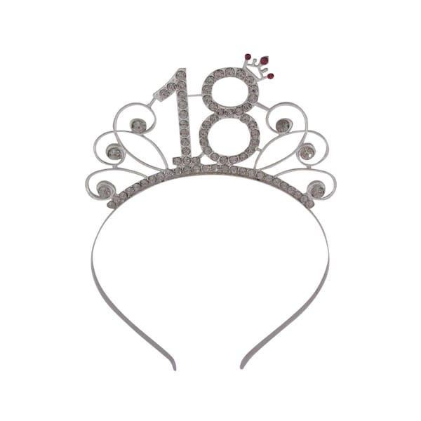 18th Birthday Diamante Crystal Headband 18th Hairband - Silver Plated Finish