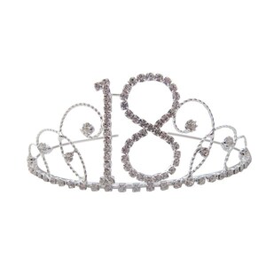 18th Birthday Diamante Crystal Tiara Silver Plated Finish image 2