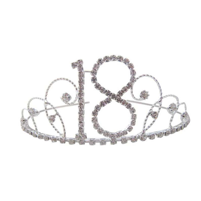 18th Birthday Diamante Crystal Tiara Silver Plated Finish image 2