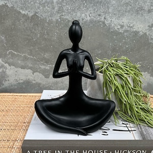 Yoga Lady Ornament Figurine Home Indoor / Outdoor Buddha Statue - Black