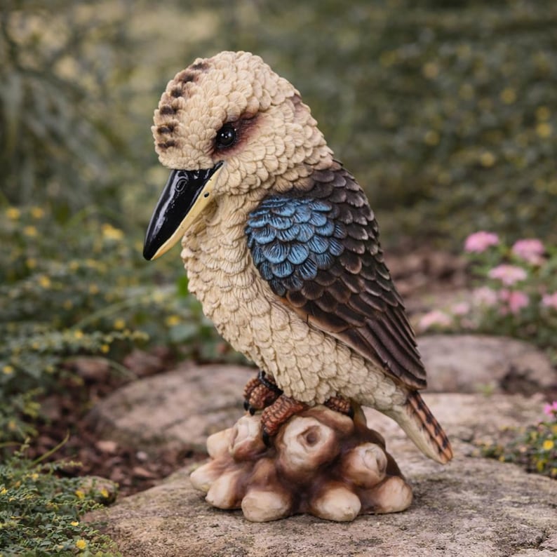 Australian Native Kookaburra on Tree Stump – 18cm Outdoor Garden Ornament image 2
