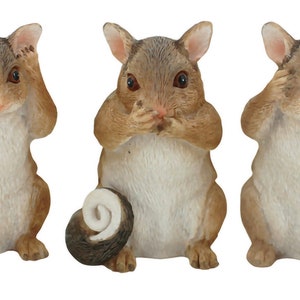 Set of 3  Possums - Ring Tailed Possum - Hear See Speak No Evil Australian Animal Ornament Figurines