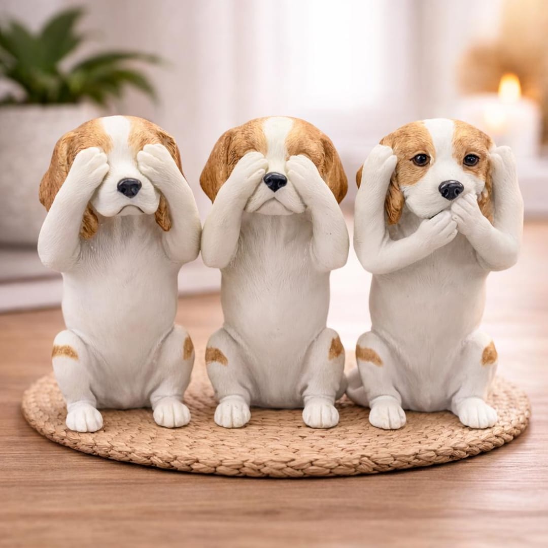 ビーグル犬の置物 オーナメント3個セット - 10 cm 犬好きへのギフト