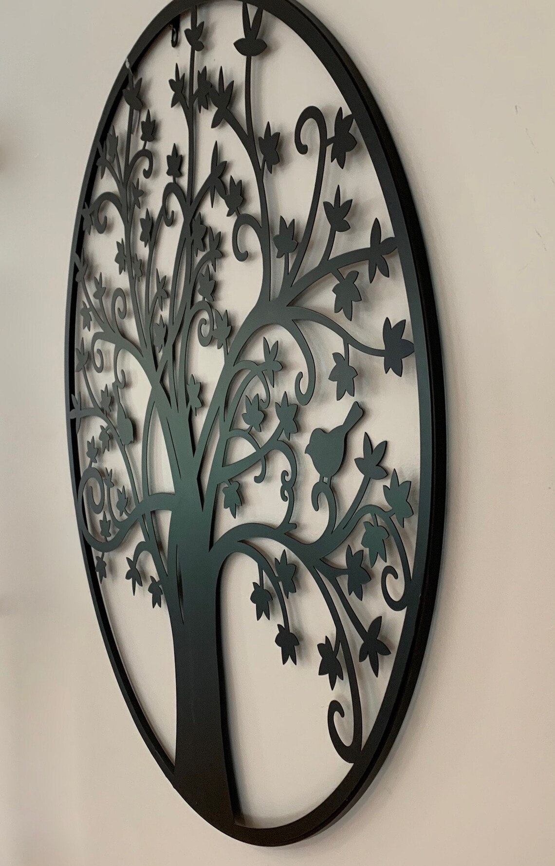 Black Metal Tree of Life Wall Art Round Circular Indoor / Etsy