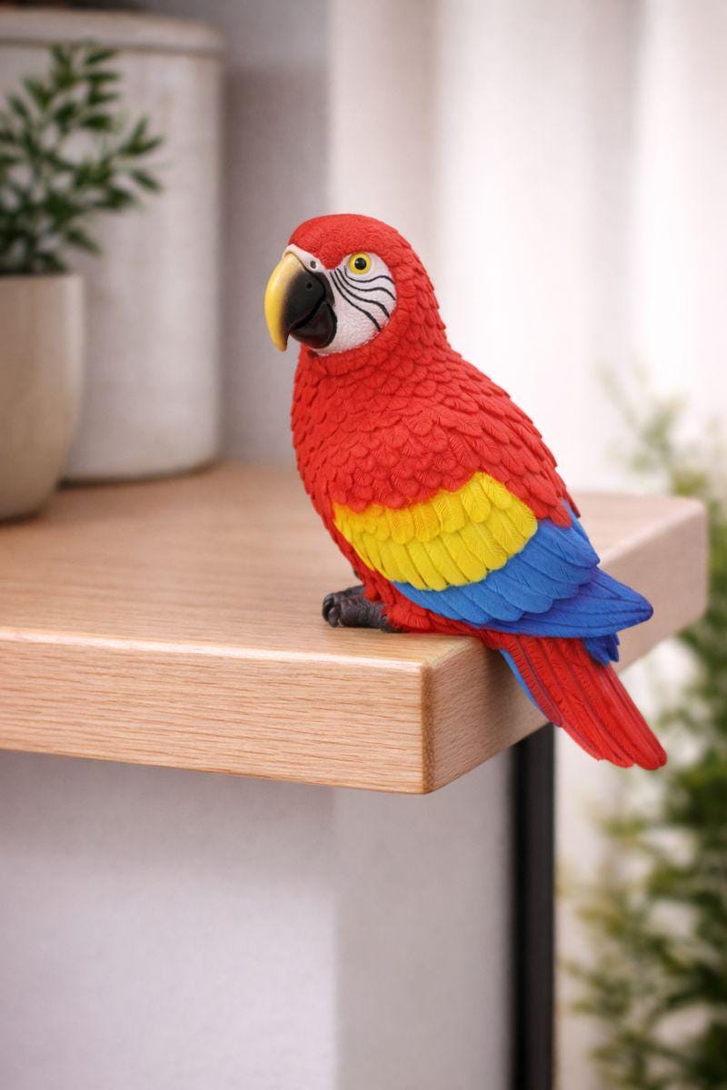 オウムの鳥の棚置き人形 - セキセイインコ、ゴシキセイインコ