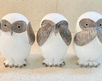 StealStreet SS-G-54465 Set of 3 Brown and Cream Owl Hear See and Speak No Evil Figurine StealStreet SS-G-54465 Set of 3 Brown and Cream Owl Hear See and Speak No Evil Figurine