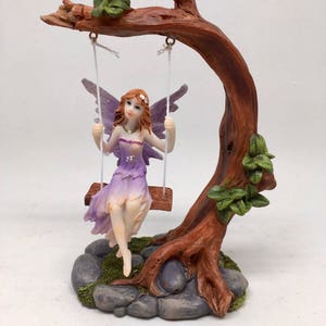 Swinging Fairy on Tree Swing Ornament Figurine Statue