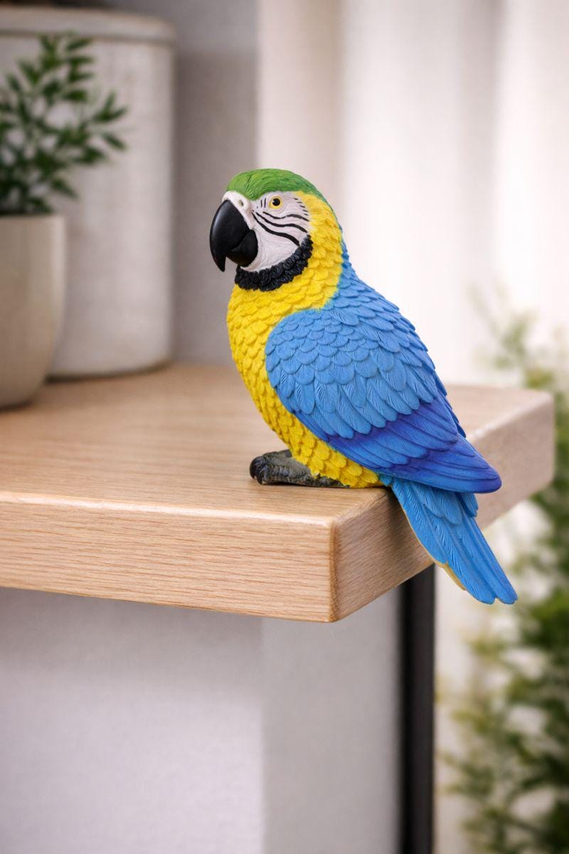 オウムの鳥の棚置き人形 - セキセイインコ、ゴシキセイインコ
