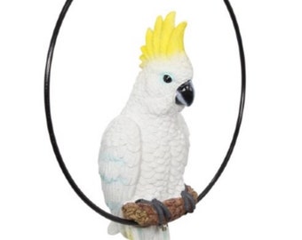 34cm Cockatoo Parrot Australian Native Bird on Hanging Swing Ring parot Indoor / Outdoor