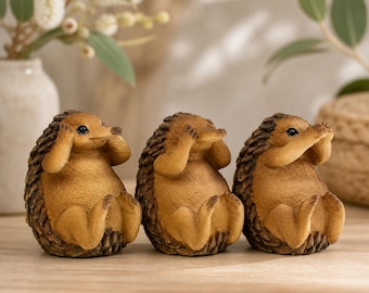 Set of 3 Echidnas – Hear See Speak No Evil Australian Native Echidna Ornaments