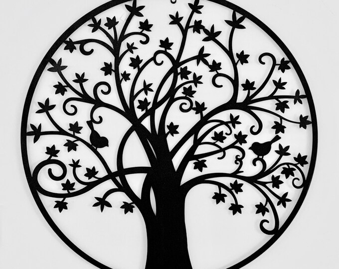 Black Metal Tree of Life Wall Art Round Circular Indoor / Etsy