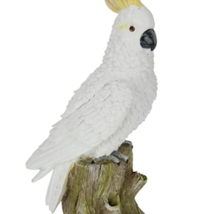 30cm White Cockatoo on Tree Stump Australian Native Parrot Bird Figurine