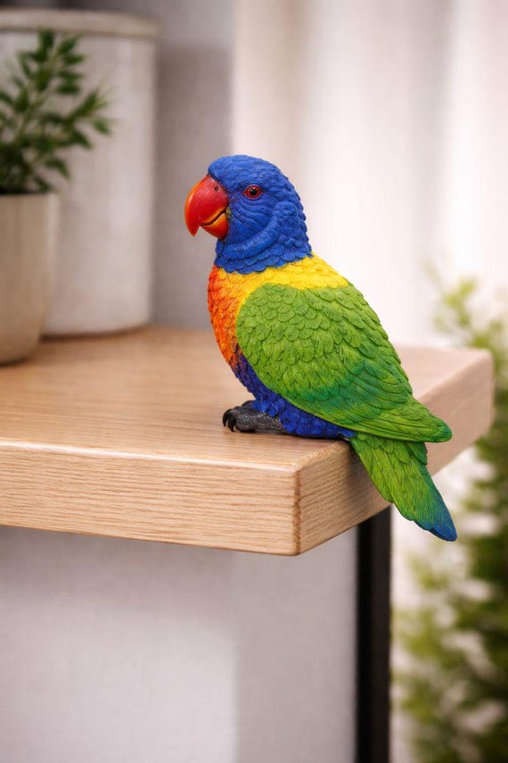 オウムの鳥の棚置き人形 - セキセイインコ、ゴシキセイインコ