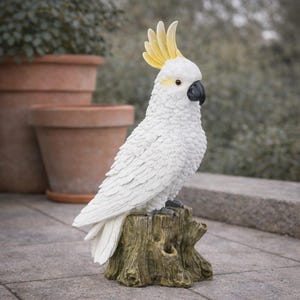 30cm Sulphur-Crested Cockatoo on Tree Stump – Australian Native Garden Ornament