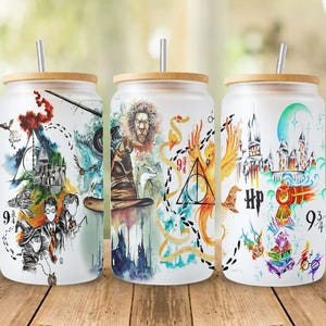 Magic 16 oz Tumbler Wrap PNG, HP Glass Can Tumbler Sublimation, Wizard Tumbler Png, Movie Tumbler Png, 16oz Tumbler Wrap, Digital Download