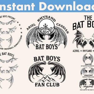 The Bat Boys Bundle Svg, Vintage Acotar Png, The Night Court Illyrians, A Court of Thorn and Roses, Rhysand Cassian Azriel, Digital Download