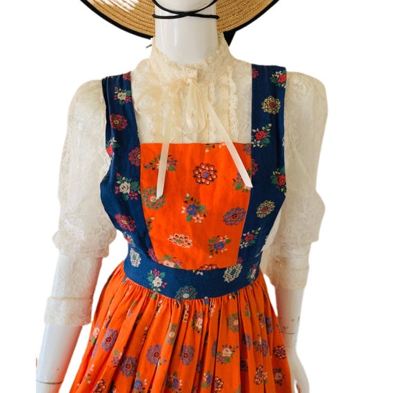 Vintage Rare 70’s Indian Cotton Pinafore Dress Co… - image 5