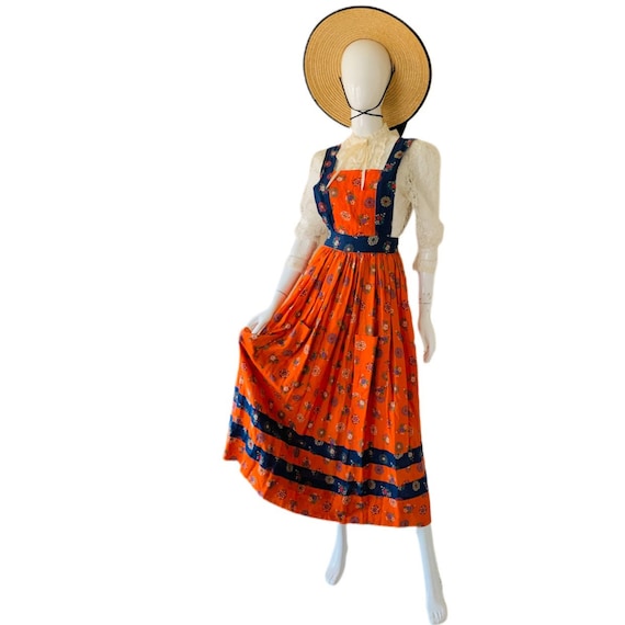 Vintage Rare 70’s Indian Cotton Pinafore Dress Co… - image 2