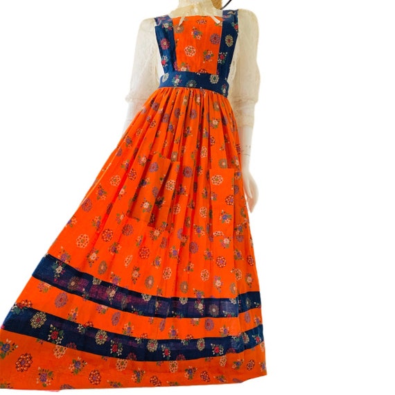 Vintage Rare 70’s Indian Cotton Pinafore Dress Co… - image 3