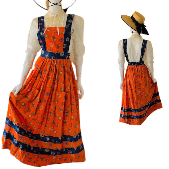 Vintage Rare 70’s Indian Cotton Pinafore Dress Co… - image 4