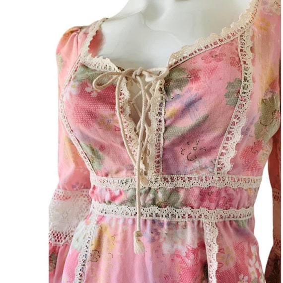 Vintage Pink 70’s Prairie/Cottagecore/Gunne Sax S… - image 2