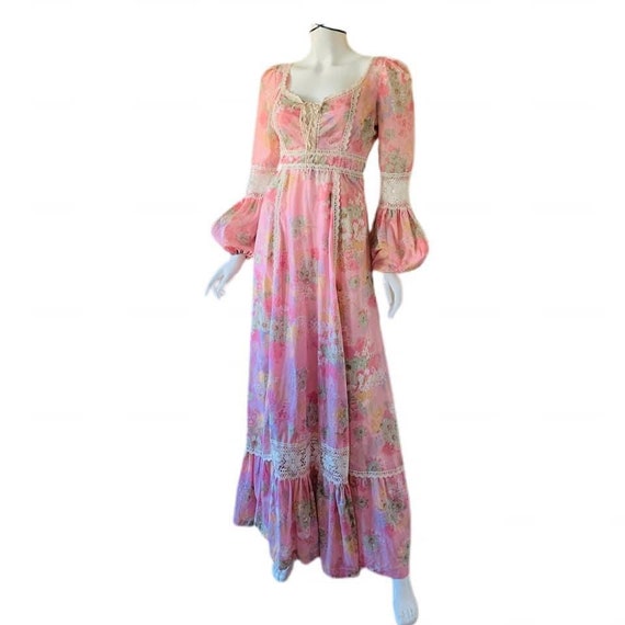 Vintage Pink 70’s Prairie/Cottagecore/Gunne Sax S… - image 6