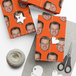 Joe Burrow Face Orange Gift Wrapping Papers Bengals
