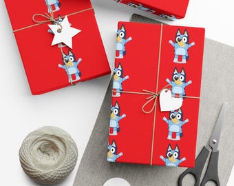 Bluey Red Gift Wrap Papers