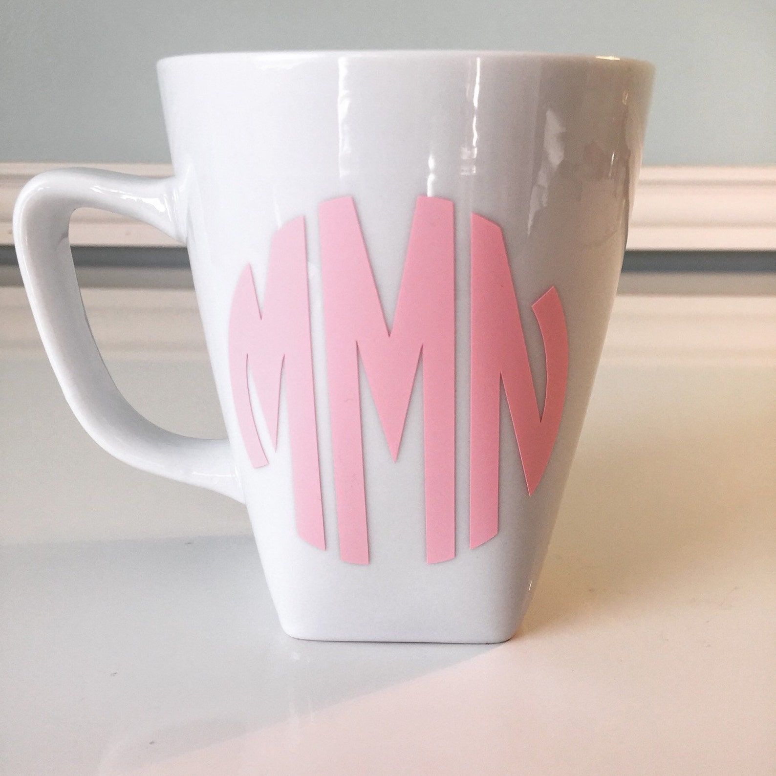 Ceramic Monogram Personalized Square Modern Coffee Mug Cup Etsy