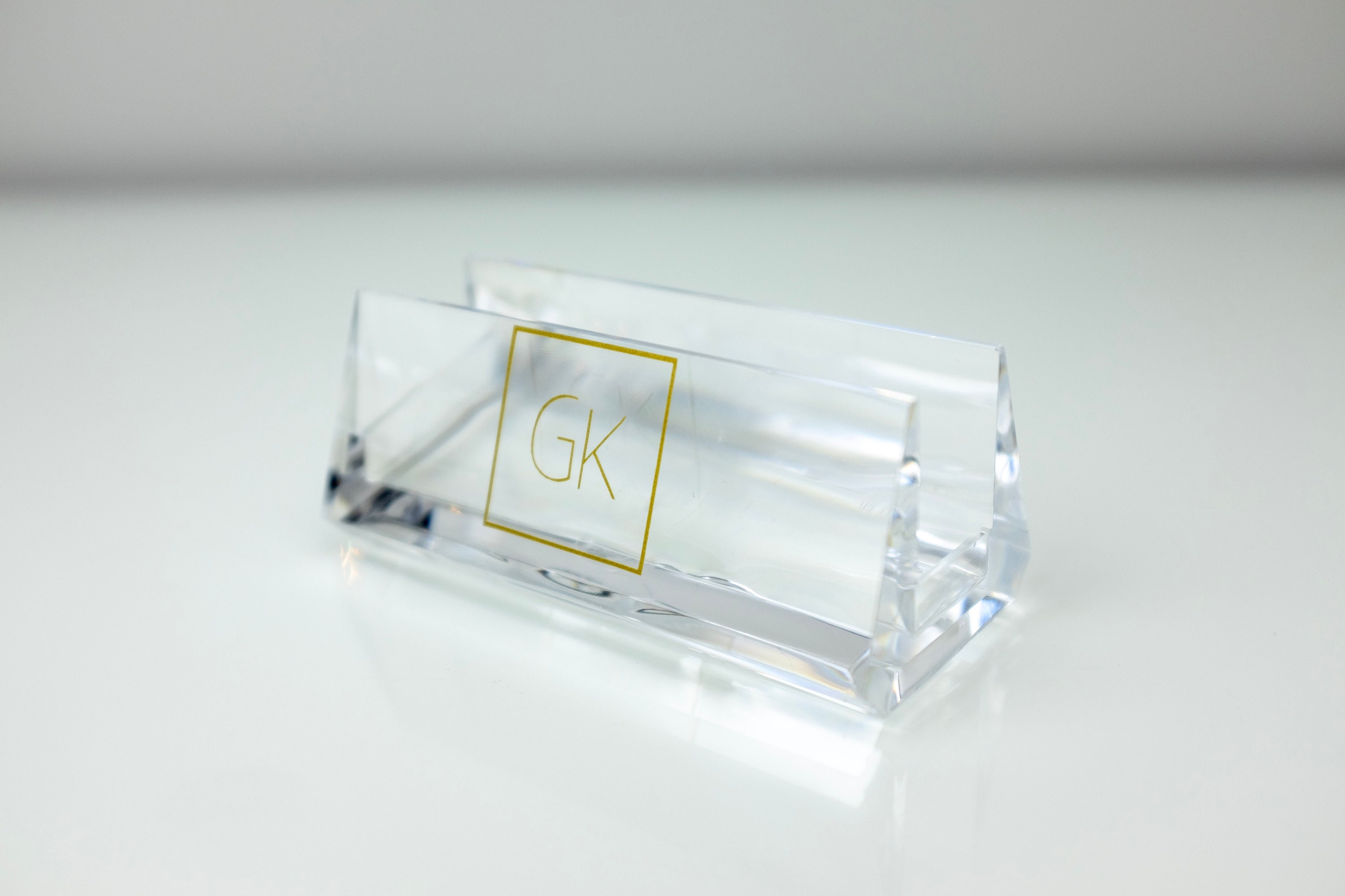 Business Card Holder Acrylic Monogram Personalized Single Etsy