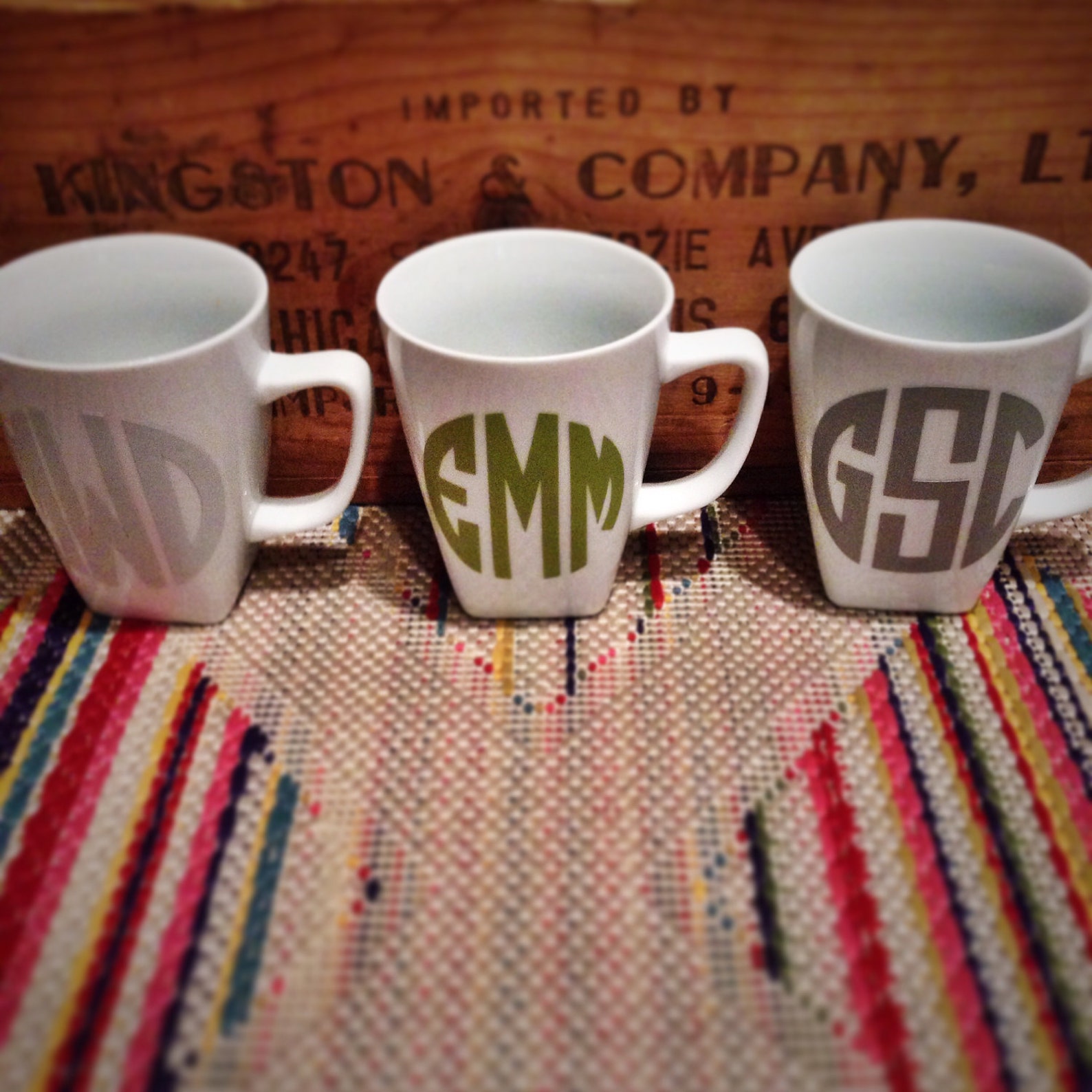 Ceramic Monogram Personalized Square Modern Coffee Mug Cup Etsy
