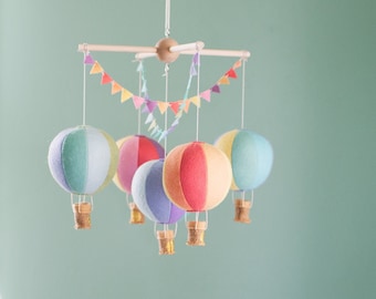 Hot Air Balloon baby crib mobile, balloon nursery, travel theme nursery, baby shower gift