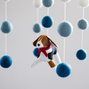 Beagle baby mobile, nursery decor, girl or boy dog mobile, pet lover gift, baby shower gift, personalized dog mobile