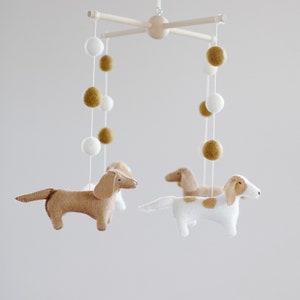 Dachshund Baby Mobile: Handmade Wool Felt Nursery Decor