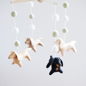 Dachshund baby mobile, nursery decor, dog mobile, pet lover gift, baby shower gift