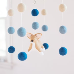 Handmade Corgi Baby Mobile: Wool Felt Nursery Decor