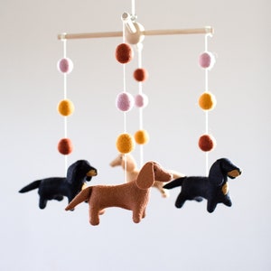 Dachshund baby mobile, nursery decor, girl dog mobile, dog mobile, pet lover gift, baby shower gift