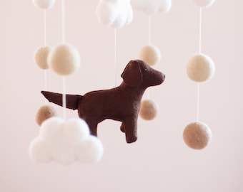 Golden retriever, Labrador and clouds baby mobile, nursery decor, girl or boy dog mobile, pet lover gift, baby shower gift