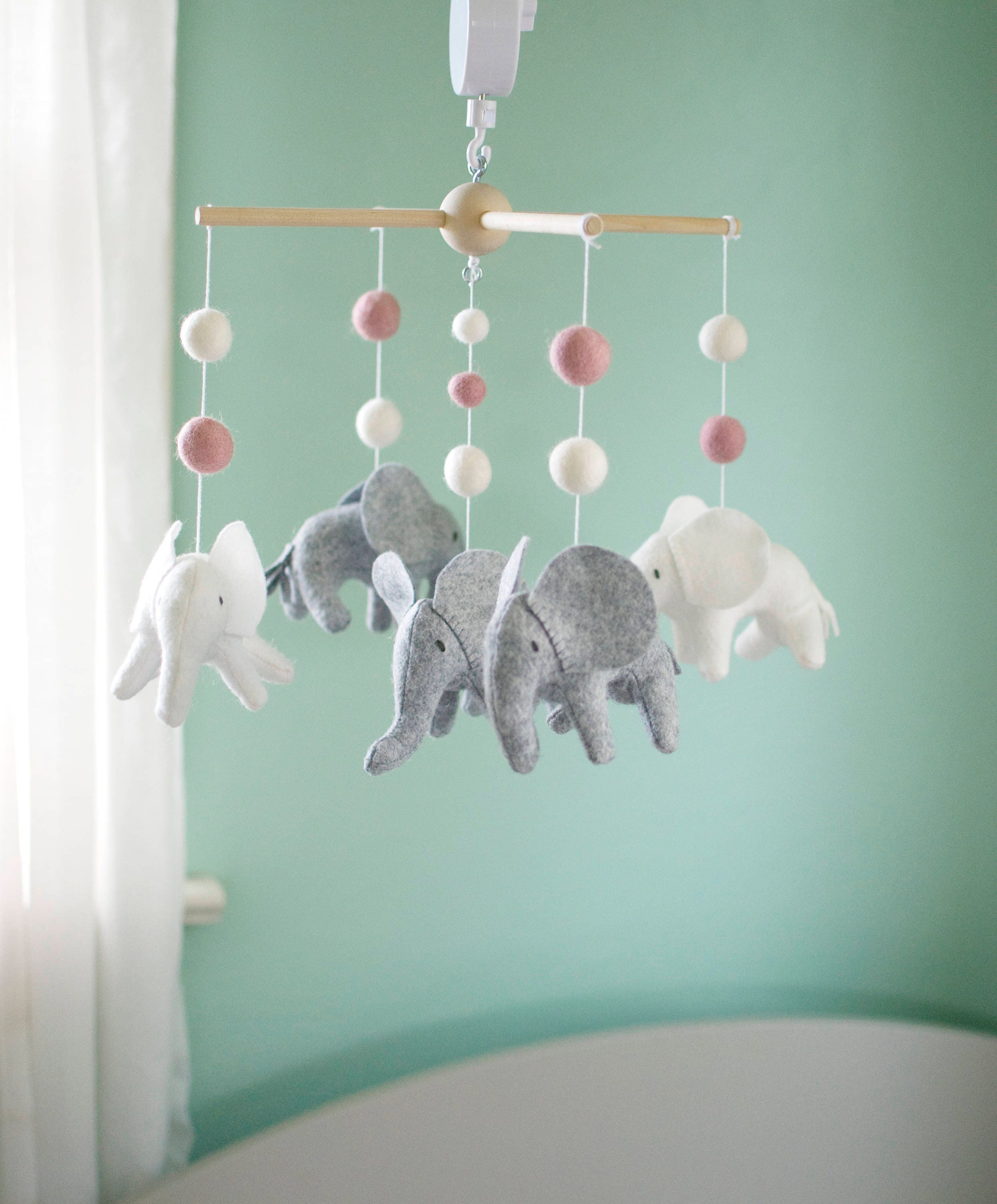 Baby mobile Elephant mobile crib mobile Gray white and Etsy